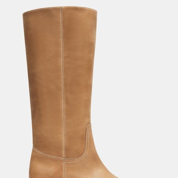 New Womens sz 10 Steve Madden RIGGS BANANA LEATHER BOOTS square shoe fashion - Picture 7 of 8